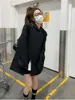 Women Black Hooded Suit Pullover Blazer Irregular Split Design Spring Autumn Korean Suit Top Loose Femme Streetwear 6