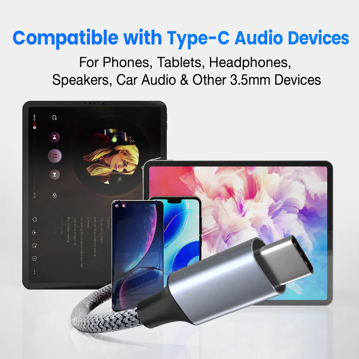 Premium USB-C to 3.5mm HiFi Stereo Audio Adapter – Braided Sound Cable for Headphones & Speakers