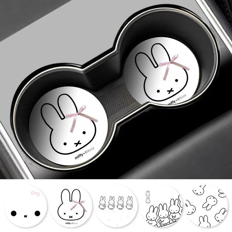 Miffy Rabbit Print Cute Coaster - Exquisite, Fashionable, Non-Slip Car Decoration