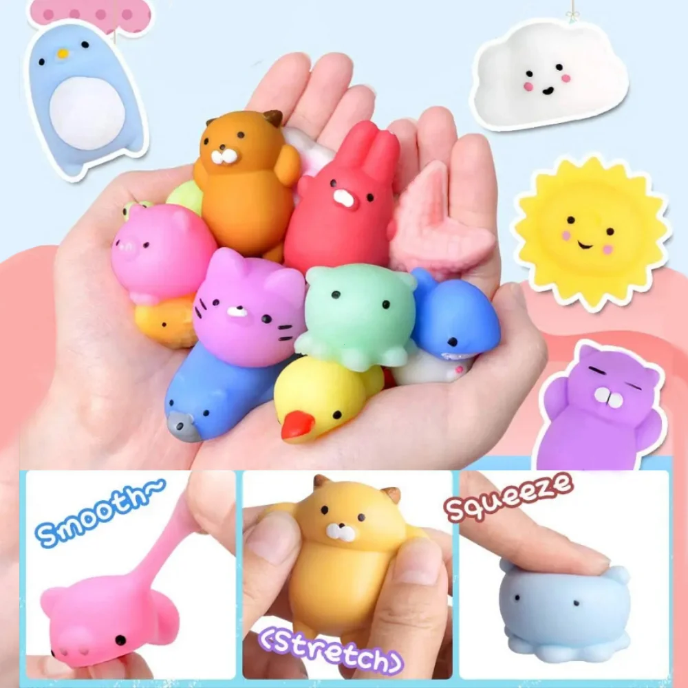 30/50PCS Mochi Mini Squishies Toys Creative Cartoon Random  Animal Kawaii Party favors Kids Anti Stress gifts for boys and girls 3