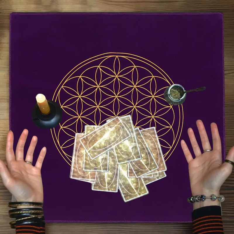 The Flower Of Life Crystal Lattice Tarot Card Tablecloth Velvet Divination Altar Board Game Fortune Astrology Oracle Cards Cloth