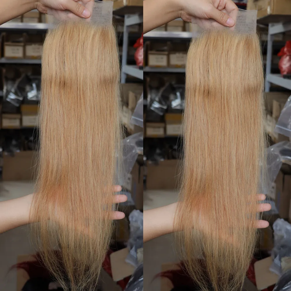 #27 Dark Honey Blonde Virgin Brazilian Human Hair Lace Frontal Closure 4x4,5x5,13x4,13x6 Transparent Closure Frontal