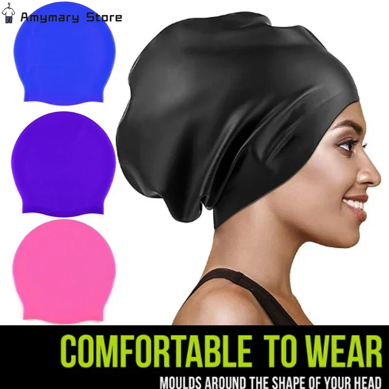

New Silicone Swimming Cap Oversized Women's Long Hair Special Swimming Cap Waterproof Full Cover Men's Ear Protection Diving Cap