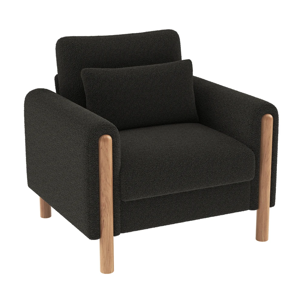 Bequemer, moderner Einzelsessel mit dickem Kissen und weicher Polsterung zum Entspannen im Wohnzimmer – Detail 15