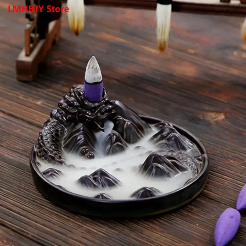 

LMHBJY Dragon Ceramic Backflow Incense Burner Longyou Tianxia Tea Ceremony Decoration Creative Incense Burner Home Decoration