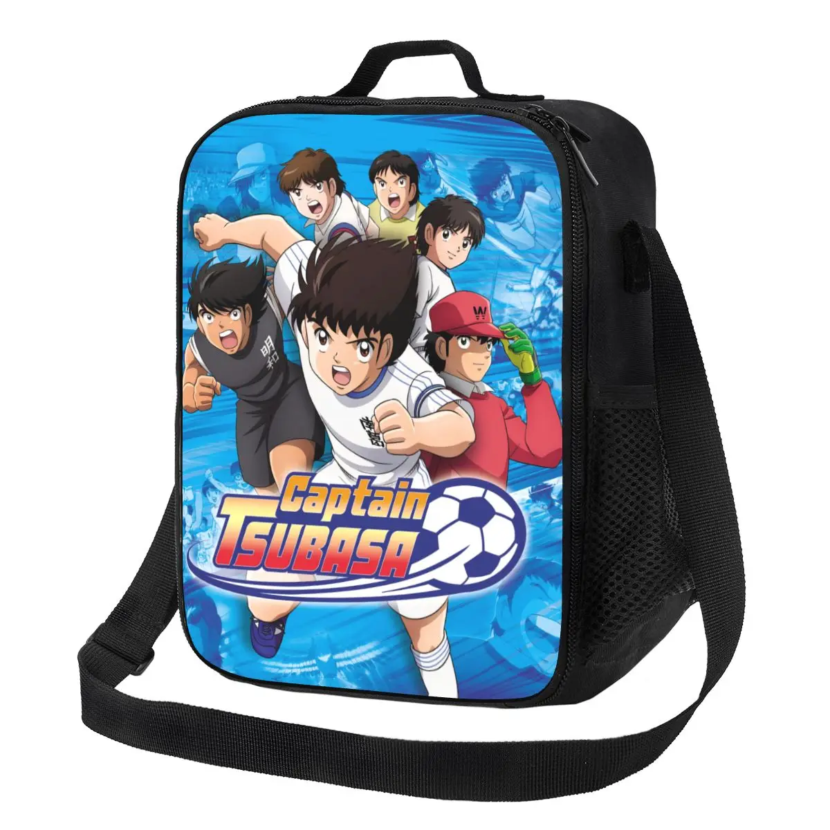 

Custom Japan Football Manga Captain Tsubasa Lunch Bag Women Cooler Thermal Insulated Lunch Box for Kids School