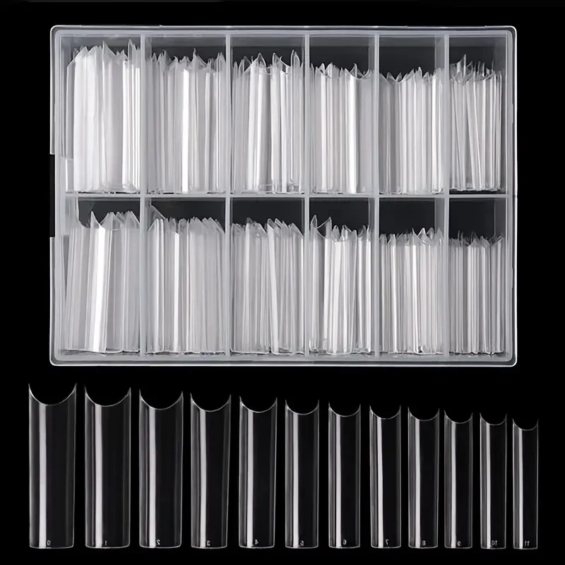 Nail Tips 240 Clear Fake Toenail Artificial Coffin Tip Half Cover Acrylic