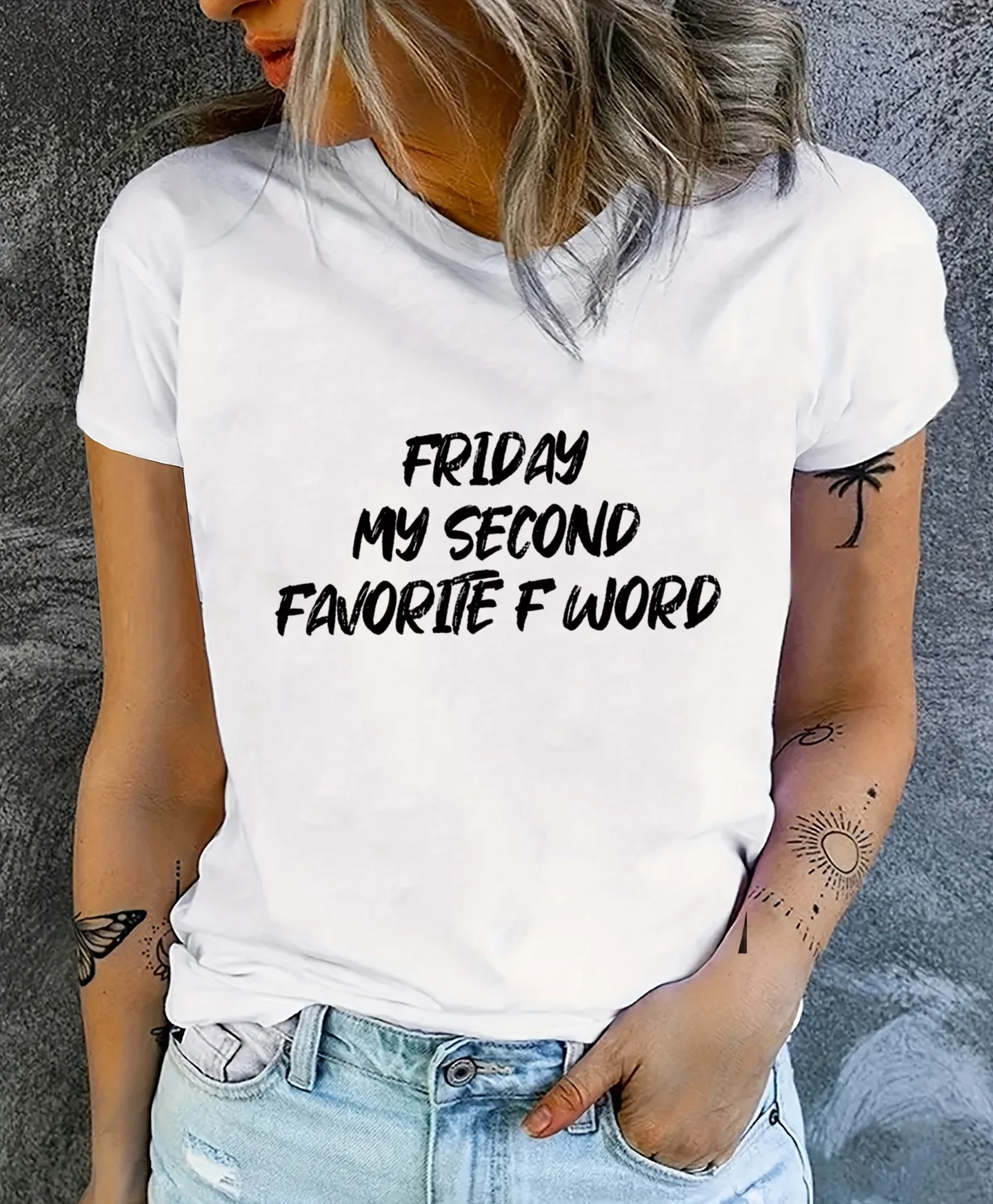 

Футболка с надписью «пятница мой второй любимый», Женская забавная свободная летняя футболка с буквами «F», топы