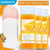 Electric Wax Heater Epilator Set Wax Roller Base Roll On Waxing Refillable Hair Removal Machine Depilatory Heater Set 1