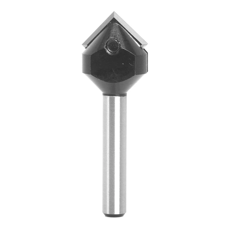 1/4Inch Shanks Carbide Spoiler V-Flute 90° Single Flute Ruter Drill Bit End Mill Woodworking Milling Cuttters Easy Install