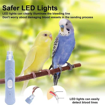 Bird Nail Grinder Bird Beak Grinder Silenced Parrots Nail File With LED Lamp Bird Supplies Suitable For Budgerigars