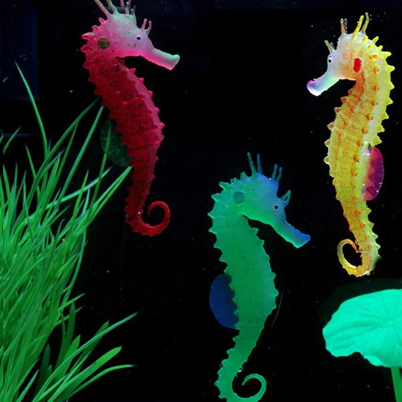 Silicone Artificial Night Luminous Hippocampus Fish Tank Aquarium Ornament Underwater Decorate Jellyfish Aquarium Decoration fish tank ornaments fish tank decorations aquarium ornaments