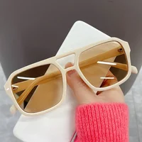 Lunettes de soleil carrées à grande monture pour hommes et femmes, monture légère, noires, jaunes, avec protection UV 6