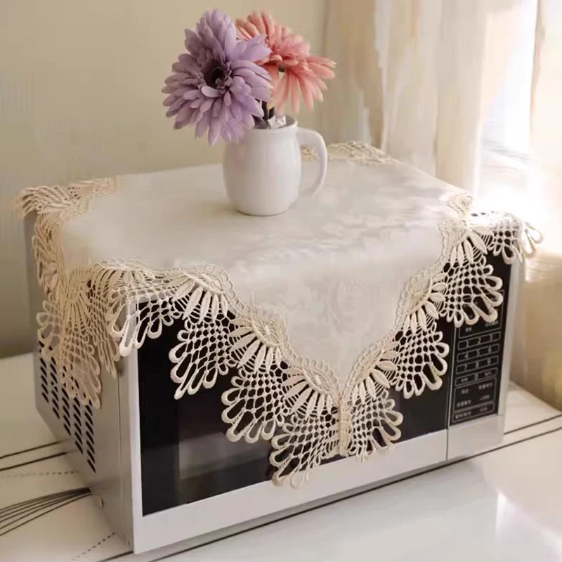 Embroidered Tablecloth European Bedside Table Cover Table Flag TV Cabinet Decoration Lace Microwave Tablewares Dust Cover
