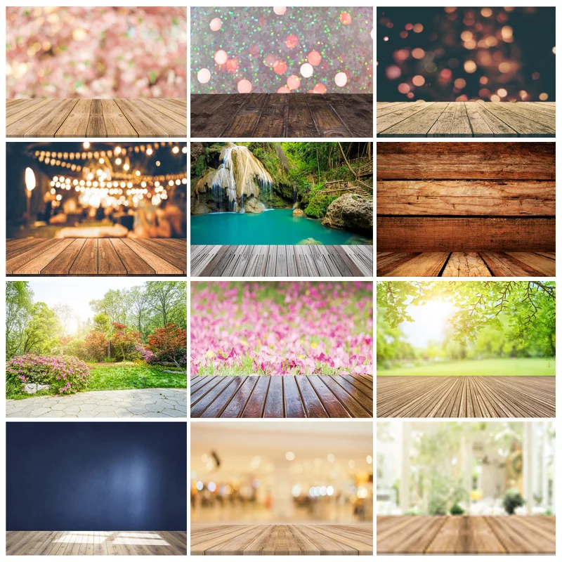 

SHUOZHIKE Art Fabric Photo Backdrops Bokeh Scenery Flower Wood Board Floor Photography Background for Photo Studio 210319CMA-02