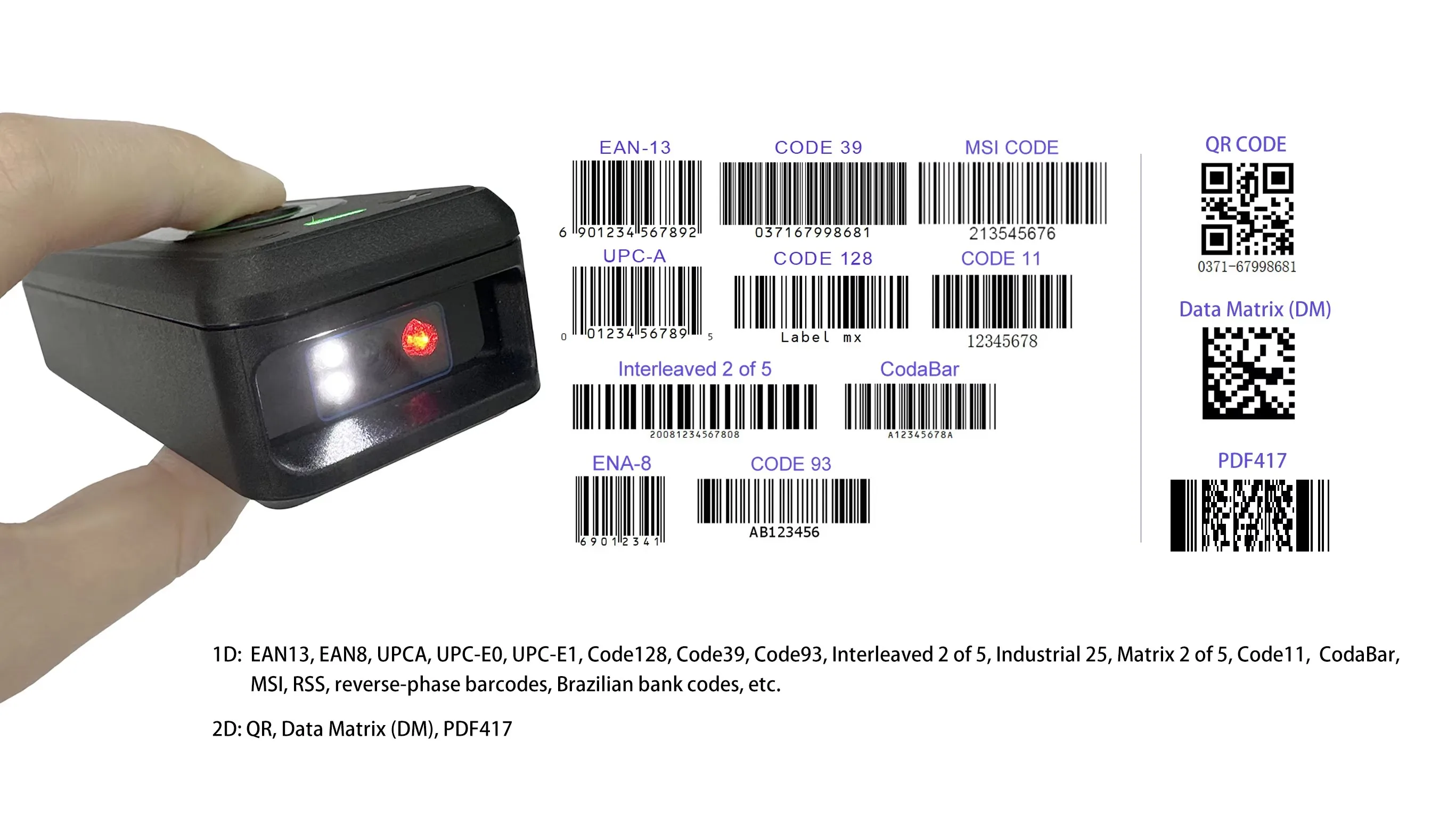 Wireless Barcode Scanner 1D 2D CMOS USB Bluetooth Mini Pocket QR Code Reader for iOS Android Windows Mobile Payment