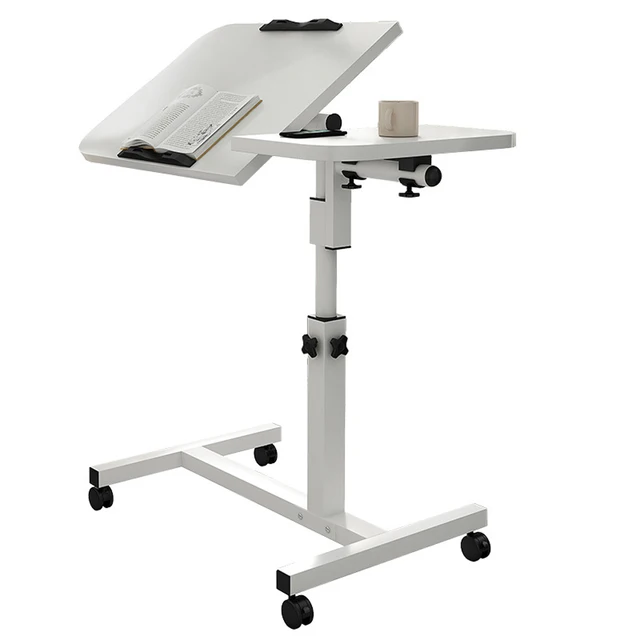 7535-989d20.jpg Movable Overbed Table With Wheels, Adjustable Height Overbed Table, Rolling Tray Table, Medical Bedside Desk For Home Office
