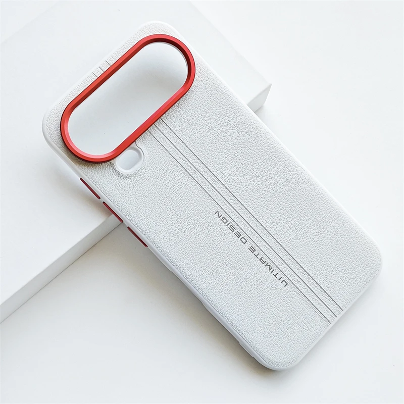 Elegant Shockproof Leather Case - Premium Hard Back Cover with Silicone Bumper