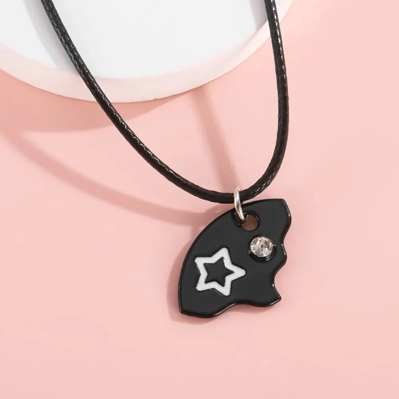 3pcs Pizza Shape Sun Star Moon Necklace Creative Best Friend Necklace Jewelry Chain Cartoon Pendant Necklace Friendship Gifts