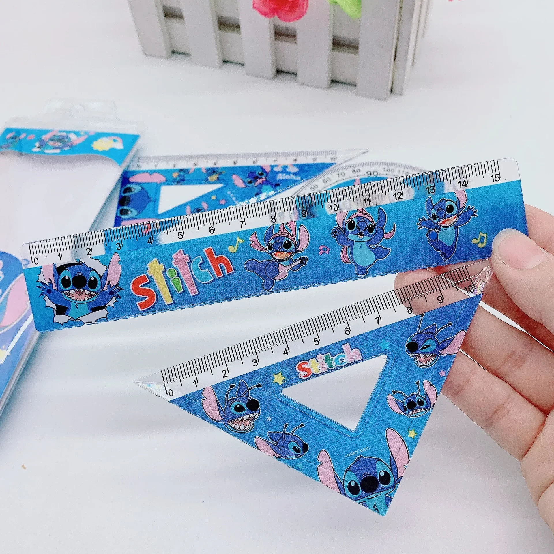 Ruler Set 1Set For Student Study Stationery Triangle Protractor MINISO Stitch