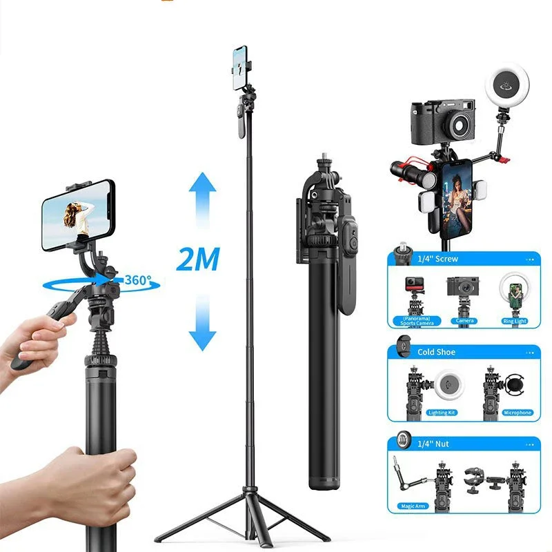 

Extendable Selfie Stick Tripod with Wireless Remote and Phone Holder Portable Phone Tripod Stand for Selfie/Live Streaming/Video