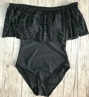 Black Vintage Falbala One Piece Swimsuit for Women Swimwear Sexy Off Shoulder High Waisted Bathing Suit Beach Wear Bodysuit - Image 2