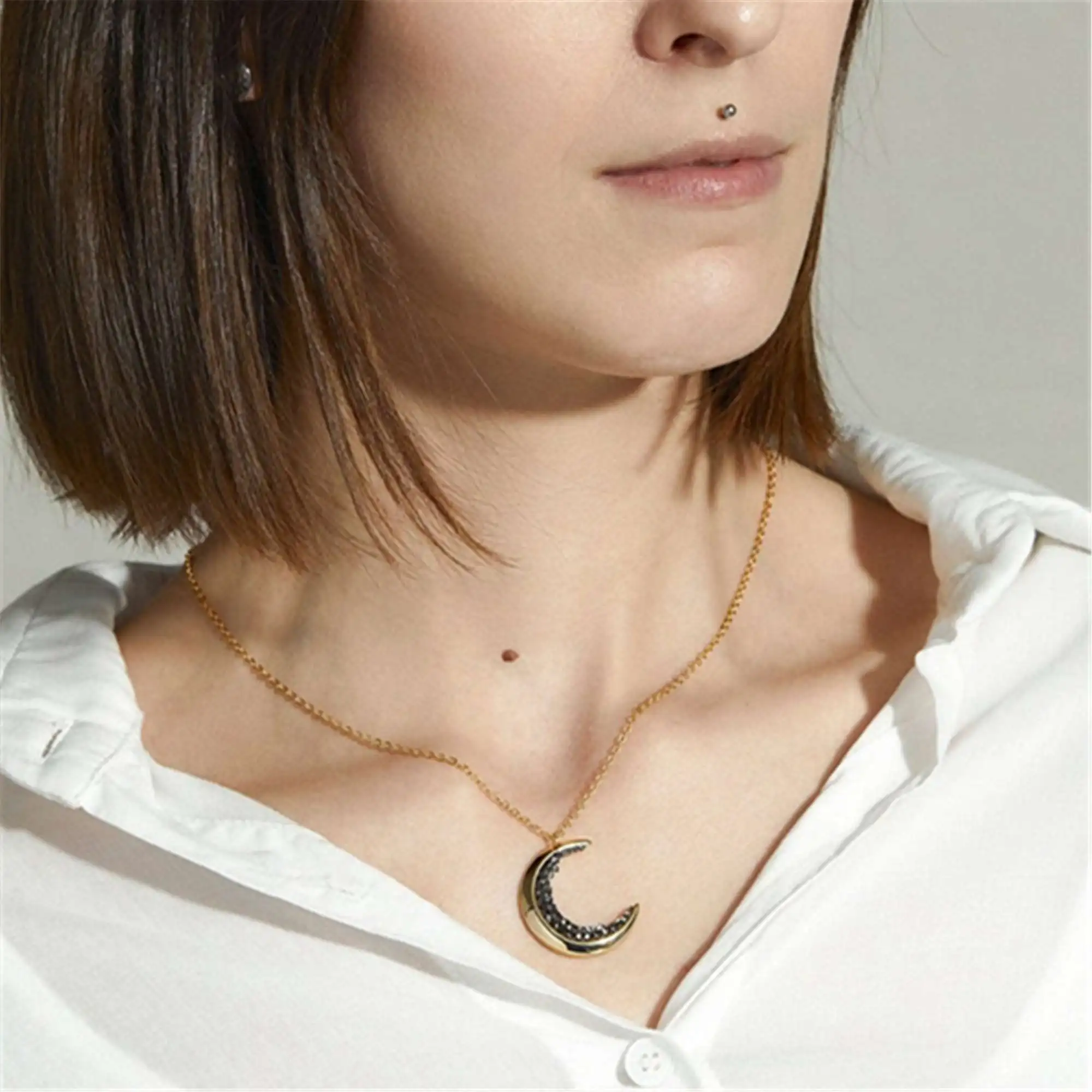 Crescent Moon Necklace Crystal for 