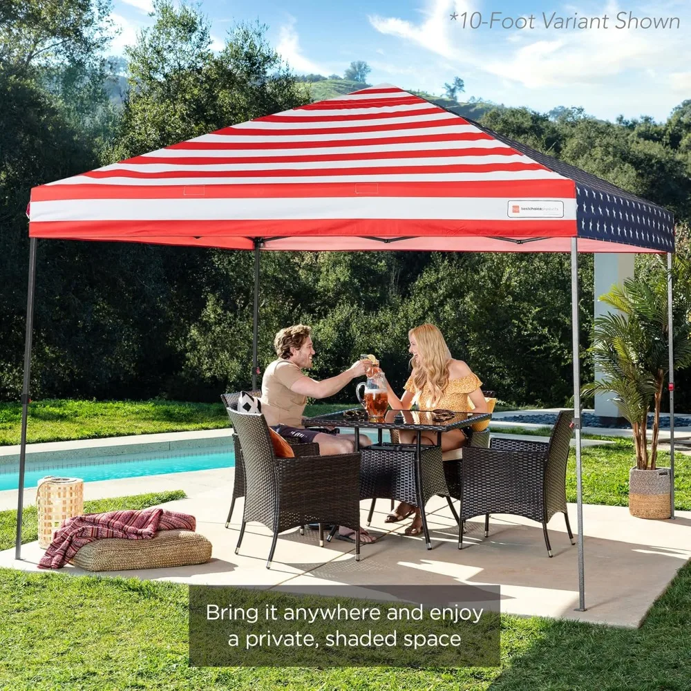 10x10ft 1-Person Setup Pop Up Canopy Tent Instant Portable Shelter 1-Button Push Case 4 Weight Bags