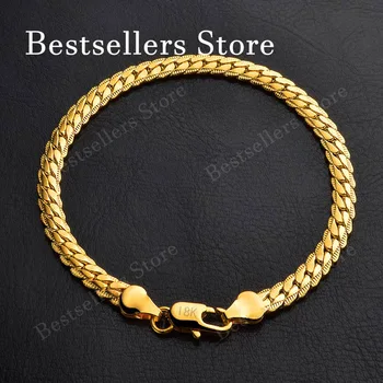 925 Sterling Silver, 18K Gold, 5mm Embossed Bracelet - Fashionable for Men and Women, Charming, Wedding Gifts and Jewelry 2