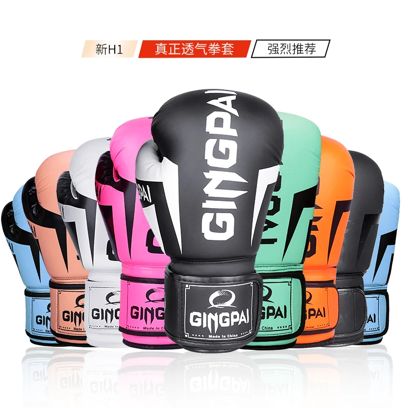 GINGPAI Good Quality Pink Adult Kids Kick Boxing Gloves Muay Thai Training Fighting Sandbag Men Women Grappling MMA Boxing Mitts