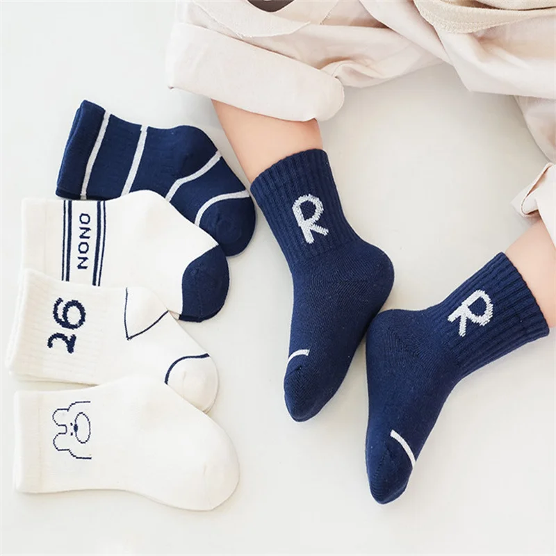 

5Pairs/lot Baby Girl Boy Socks Autumn Spring Kids Children's Socks for Girls Boys Cotton Cartoon Striped Toddler Sock 0-5Years