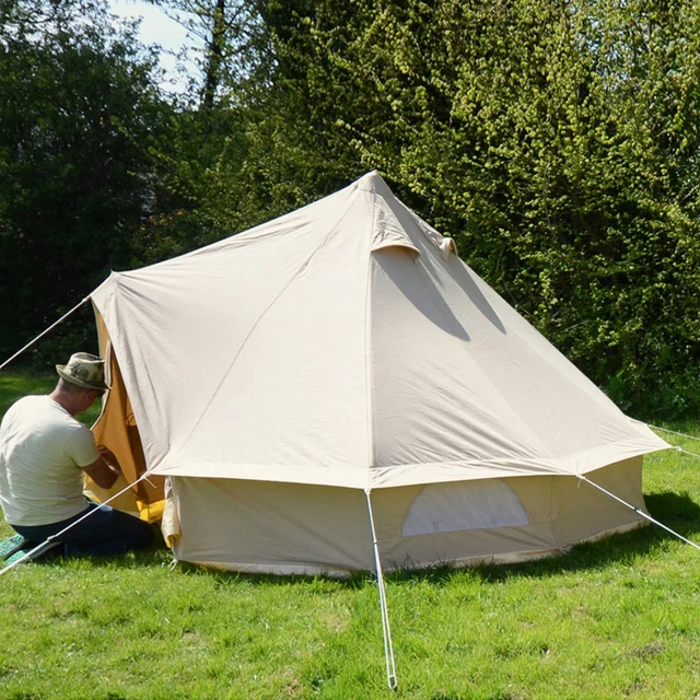 3m 4-season Waterproof Cotton Canvas Large Family Camp Beige Color Bell  Hunting Wall Tent With Roof Stove Jack Hole - Tents - AliExpress