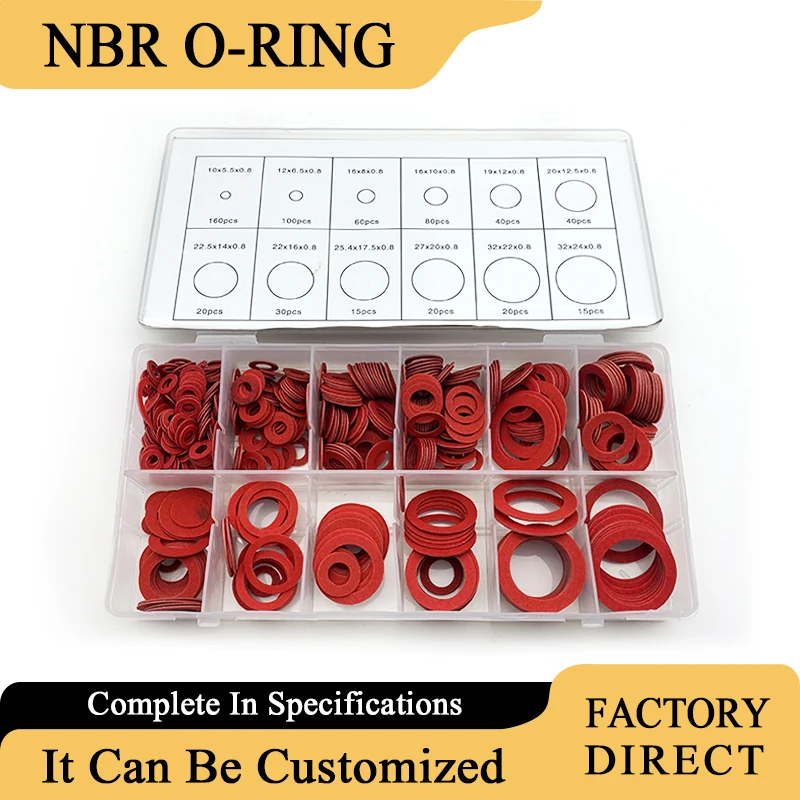 Isolamento Washer Junta Porca e Parafuso Grupo Flat Ring Seal Sortimento Kit Fibra de Papel Aço Vermelho 600 Pcs