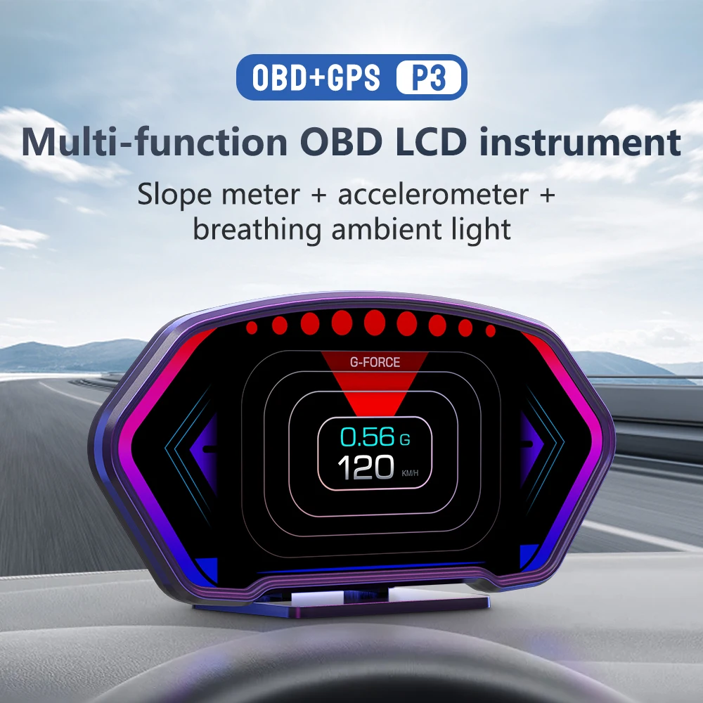 OBD + GPS HUD P30 ڵ OBD  ÷, º ǻ  ӵ,   Һ  跮