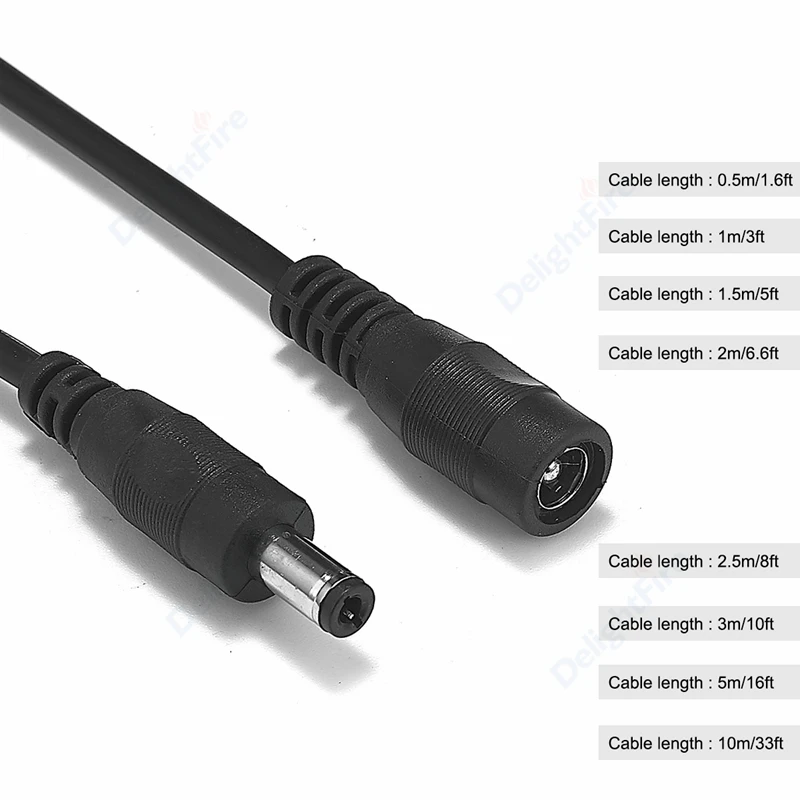 Cable Length: 1.5m Connectors 5.5mm x2.1mm Female to Male Adapter DC Power Extension Cable Cord Lead Connector 
