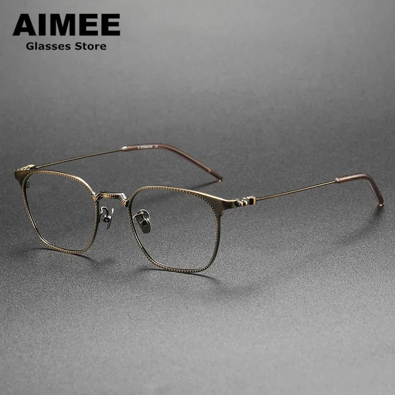 

Japanese Brand Design Pure Titanium Glasses Frame Men Retro Fashion Polygon Square Eyewear Ultralight Optical Myopia Eyeglasses