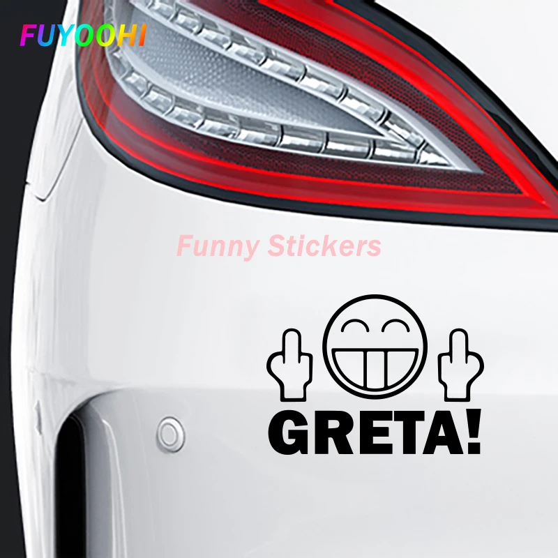 Play Stickers Smiling Face GRETA Middle Finger Car Sticker Window Decoration Home Decor Sticker Gifts Car Accessories,car sticker