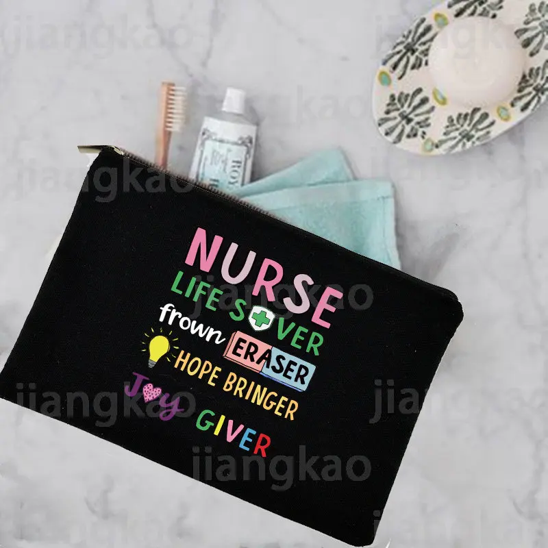 

Nurse Frown Eraser Hope Bringer Joy Giver Print Women Cosmetic Bag Casual Travel Portable Storage Pouch Makeup Toiletry Bag Gift