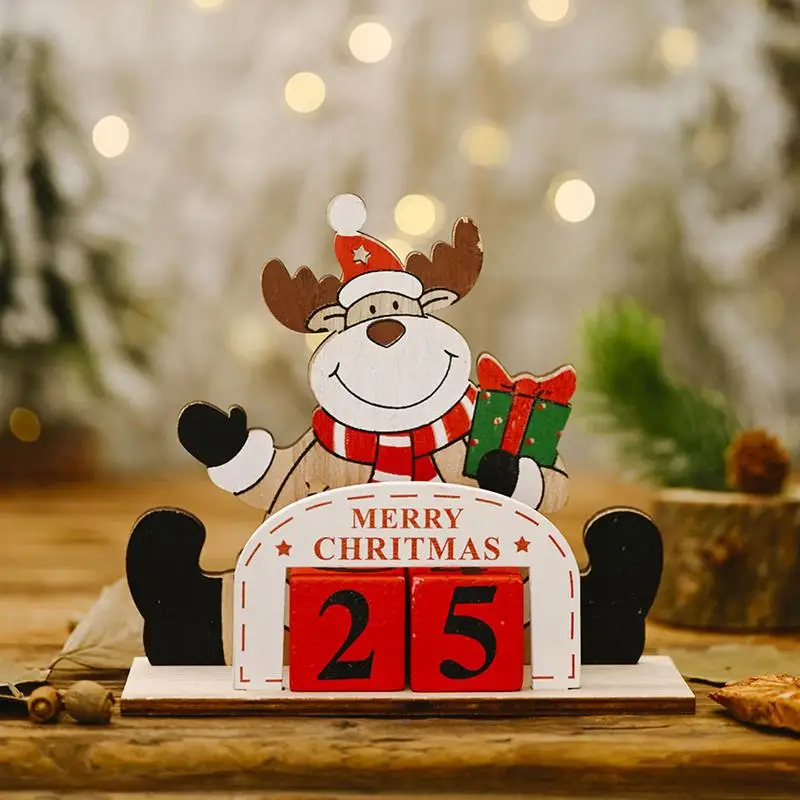 Christmas Old Man Calendar Wooden Christmas Ornament Countdown Signs Countdown Calendar Tabletop For