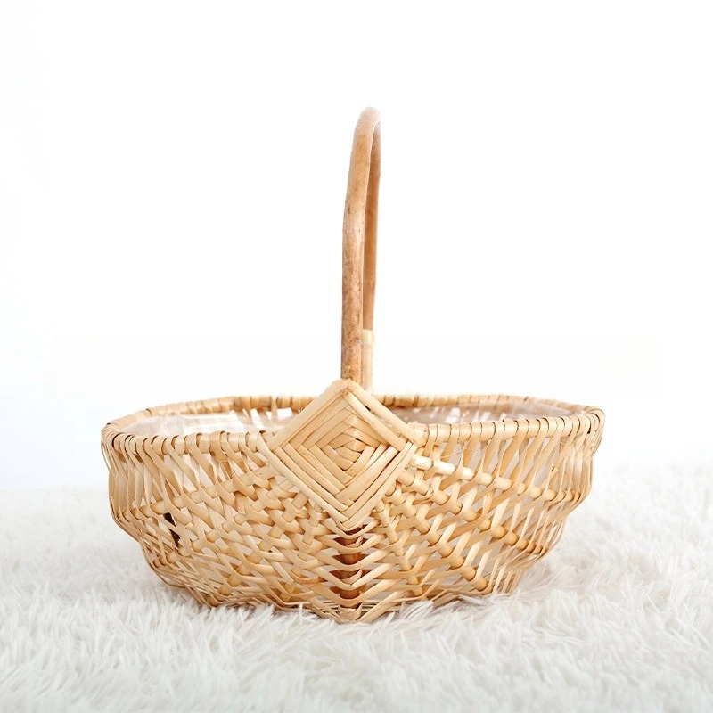 Holiday Gifts Hand-woven Willow Portable Flower Basket Baby Photo Home Decoration Flower Basket Wedding Gift Basket
