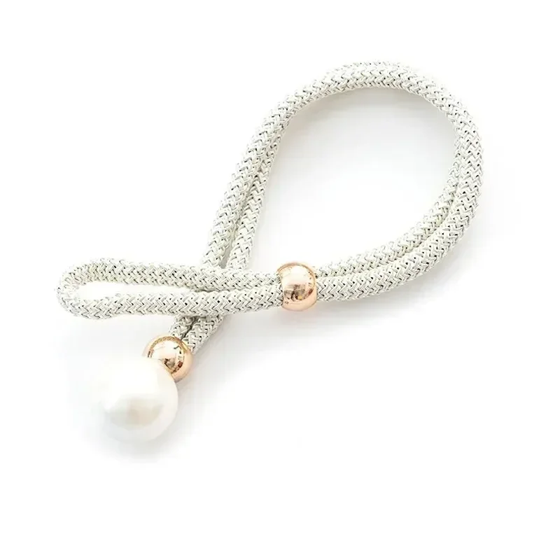 2pcs Pearl Curtain Tiebacks Decorative Fixings Rope Tiebacks No Punch Adjustable Pull-outs curtain tiebacks