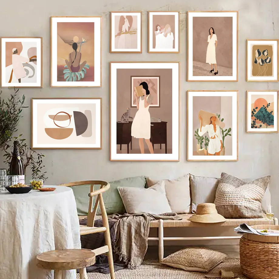 

Wall Art Canvas Painting Boho Minimalist Abstract Girl Read Summer Travel Nordic Posters And Print Decor Picture For Living Room