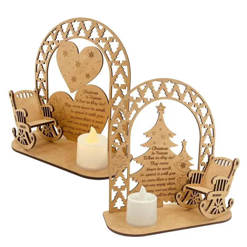 

Christmas In Heaven Candle Chair Remembrance Ornament With Wooden Rocking Chair Candlestick Merry Christmas Ornament For Porch