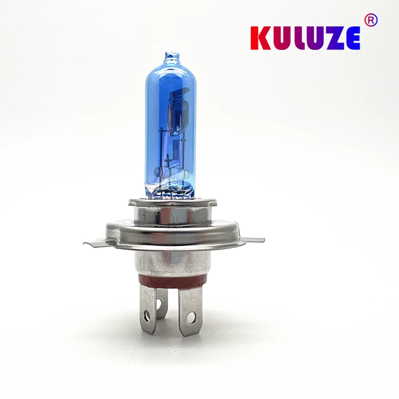 KULUZE 2개 H4 크리스탈 슈퍼 화이트 할로겐 전구 55W 하이 로우 램프 자동차 헤드 램프 라이트 자동차 스타일링 자동차 조명