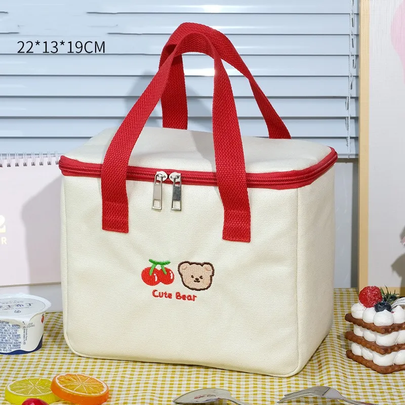 Wholesale Canvas Lunch Box Bags Different Styles Portable Insulation Bags for Office Workers High Appearance Picnic Bags