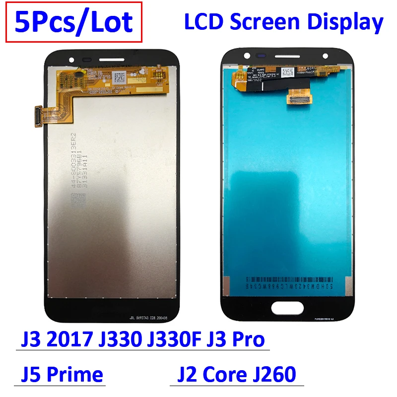 

5Pcs，100% tested For Samsung Galaxy J5 Prime J2 Core J260 J3 2017 J330 J33 LCD Display Touch Screen Digitizer Assembly No Frame