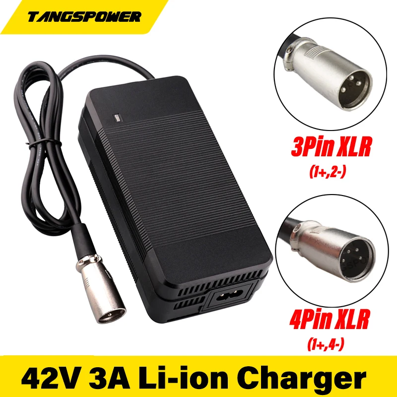 Carregador de Bateria Elétrico do Trotinette Bateria de Lítio Bicicleta Elétrica 3-pin Soquete Xlr de Pinos Conector 42v 3a 36v