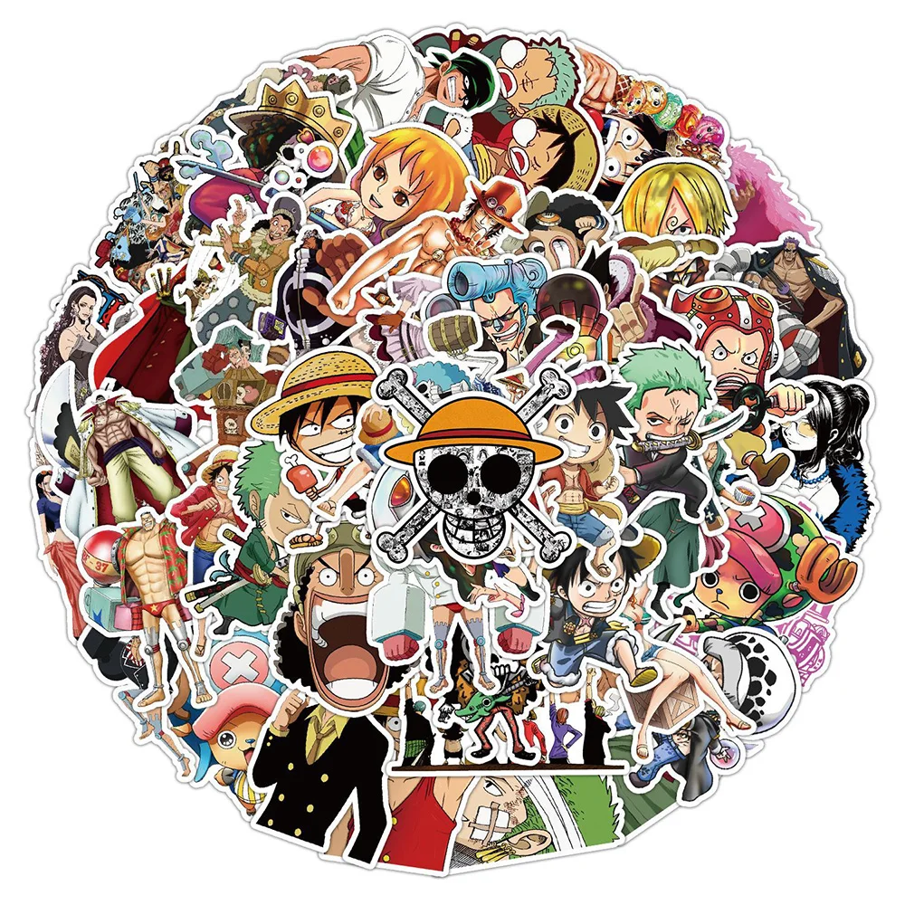 

10/30/50PCS Cool One Piece Anime Stickers Cartoon Decals DIY Graffiti Skateboard Phone Motorcycle Waterproof Sticker Kids Toys