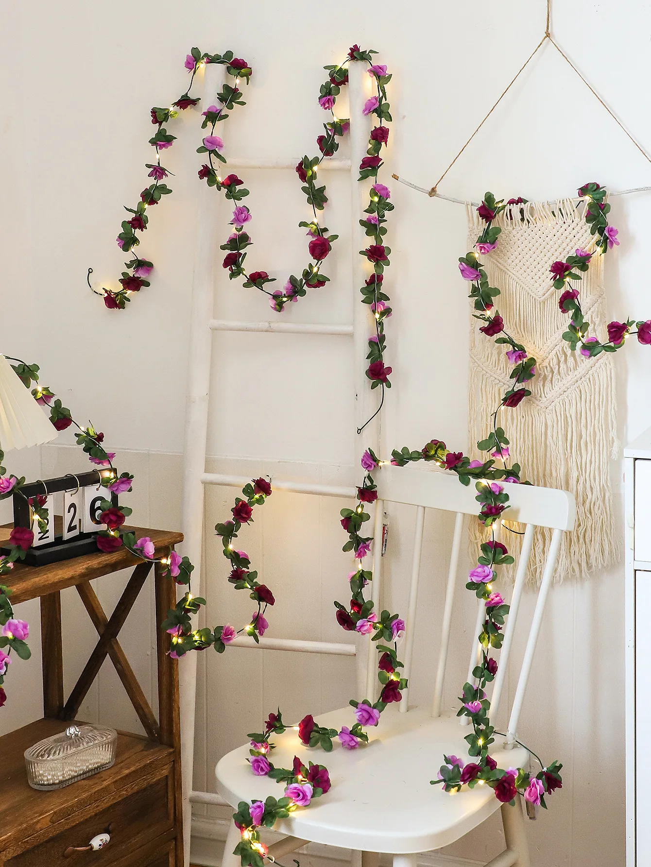 Description Picture 6 of item2.5m Artificial Flowers Rose Vine Rattan DIY Wedding Fake Flower Garden Home Room Decoration Wall Hanging Garland Fake Plants