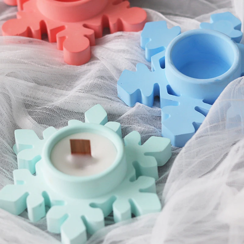 Concrete Candlestick Mold Silicone Snowflake Shape Candle main image 1